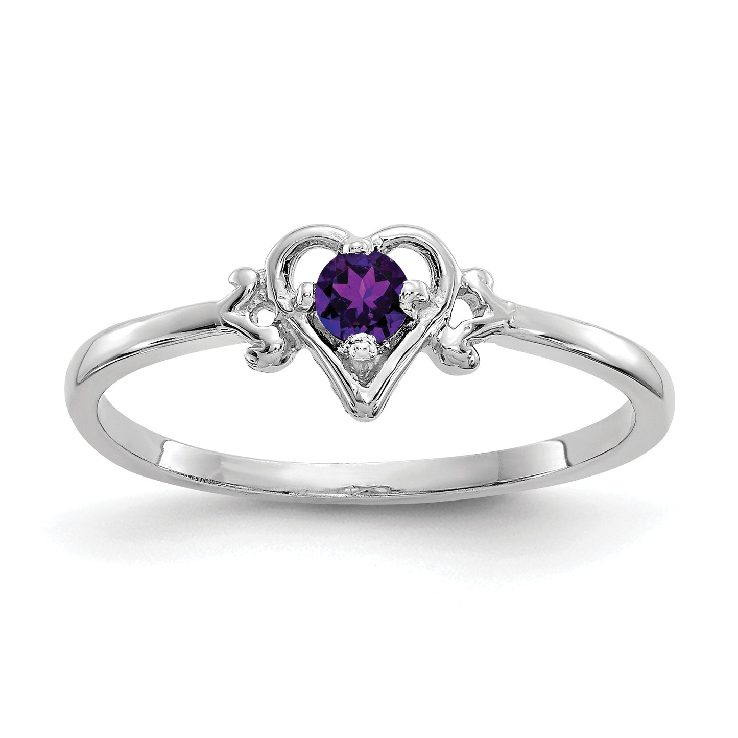 0.10 Ct Round Purple Amethyst Prong 10k Gold Promise Heart Ring