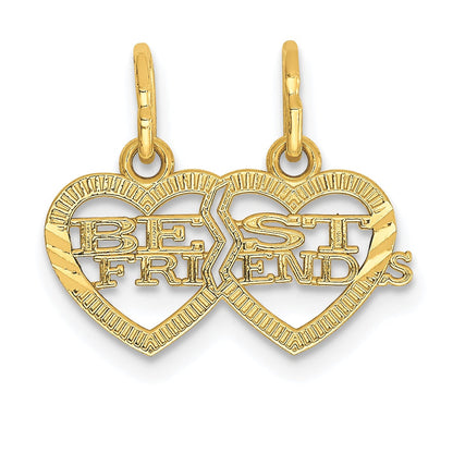 14k BEST FRIENDS Break Apart heart Pendant for 2