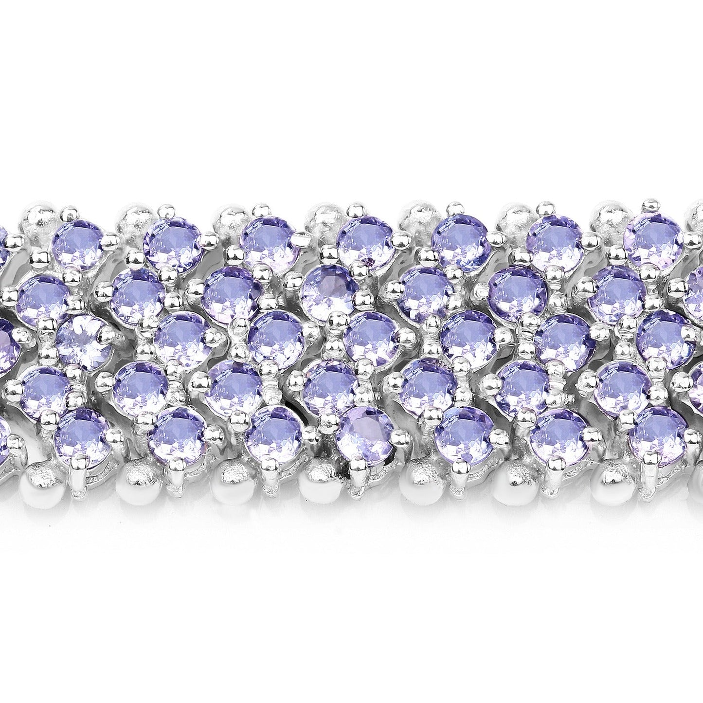 14.70 Cttw Round Violet Tanzanite Prong Sterling Silver Multi-Row Tennis Bracelet