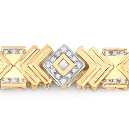 0.98 Ct Round White Diamond Prong Yellow Gold Over Silver Geometric Chevron Link Cocktail Bracelet