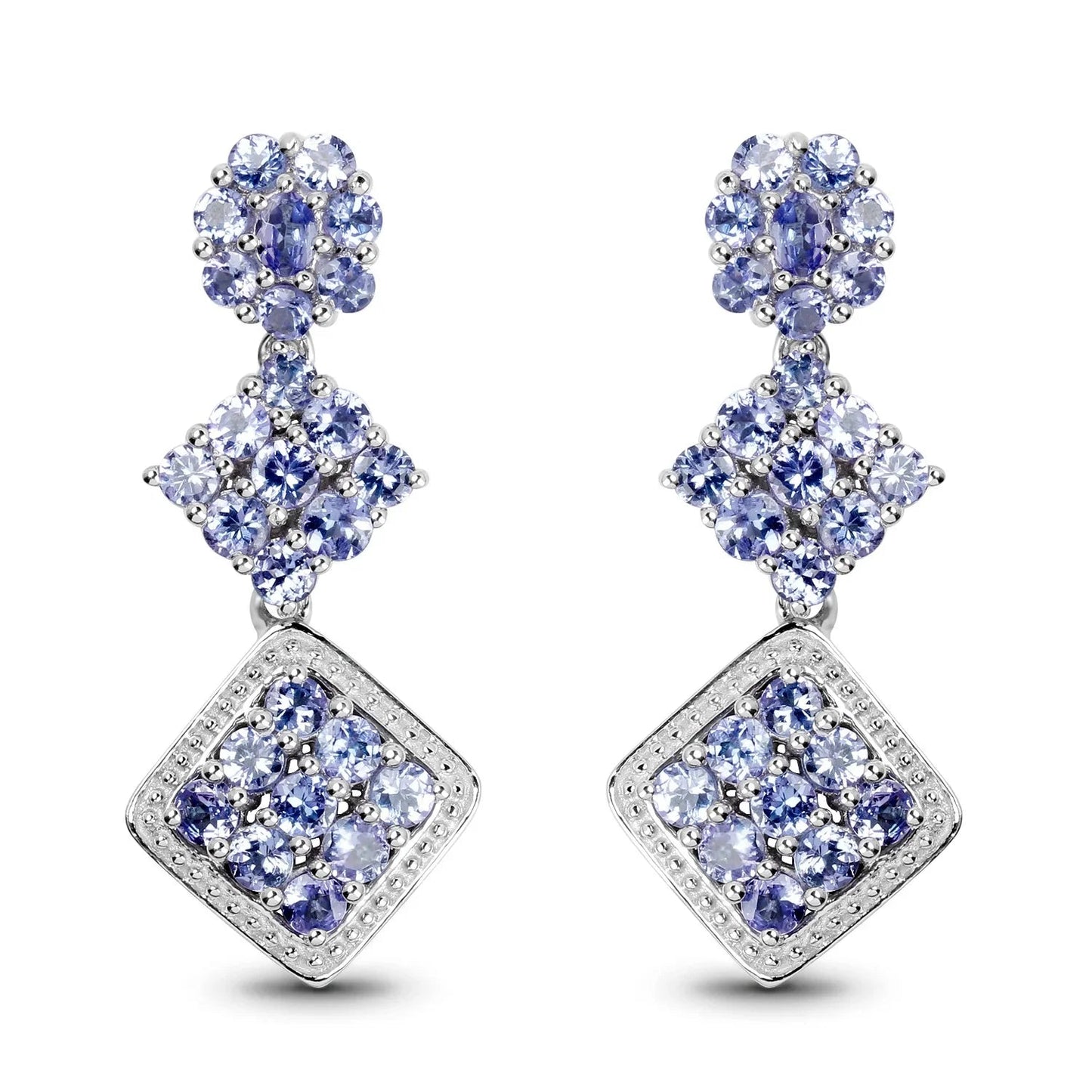 Violet Tanzanite Prong Sterling Silver Dangle Earrings