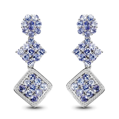Violet Tanzanite Prong Sterling Silver Dangle Earrings