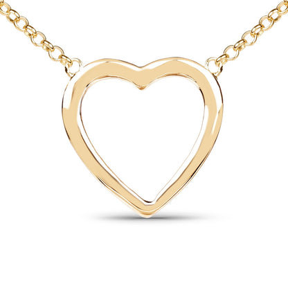 14K Yellow Gold Over Silver Heart Pendant Cable Chain Necklace