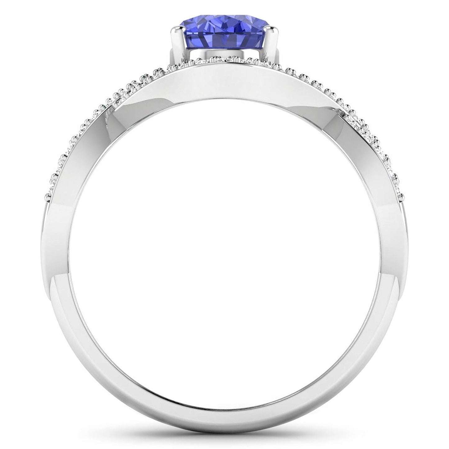 1.09 Ct Oval Violet Tanzanite Lab Diamond Prong 14k Gold Crossover Ring