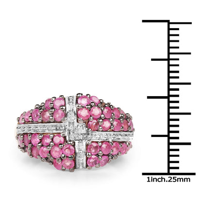 1.70 Ct Round Pink Ruby Prong 14K Yellow Gold Plated Silver Cluster Ring