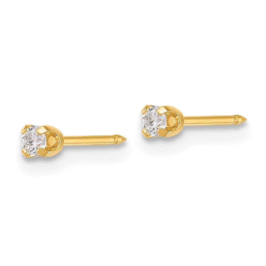 14k Yellow Gold Lab Grown Diamond Short Piercing Stud Earrings