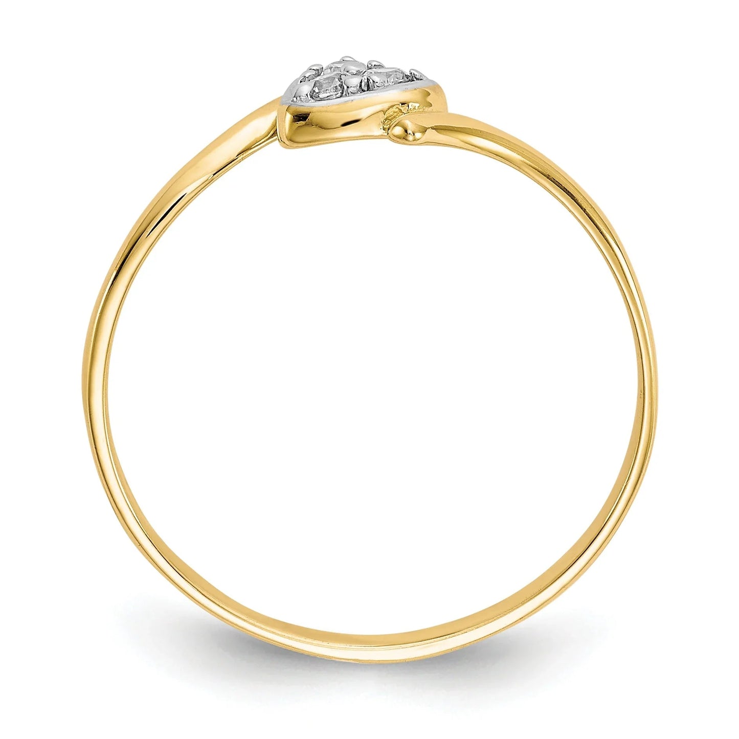 10K Gold CZ Heart Bypass Three Stone Ring