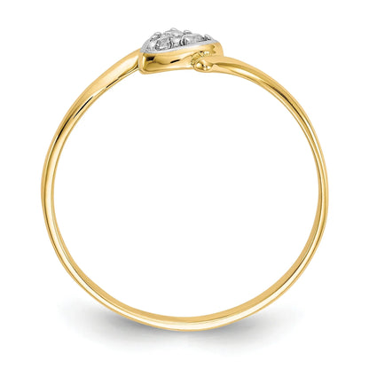10K Gold CZ Heart Bypass Three Stone Ring