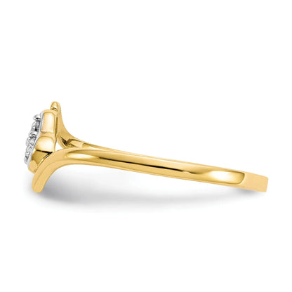 10K Gold CZ Heart Bypass Three Stone Ring