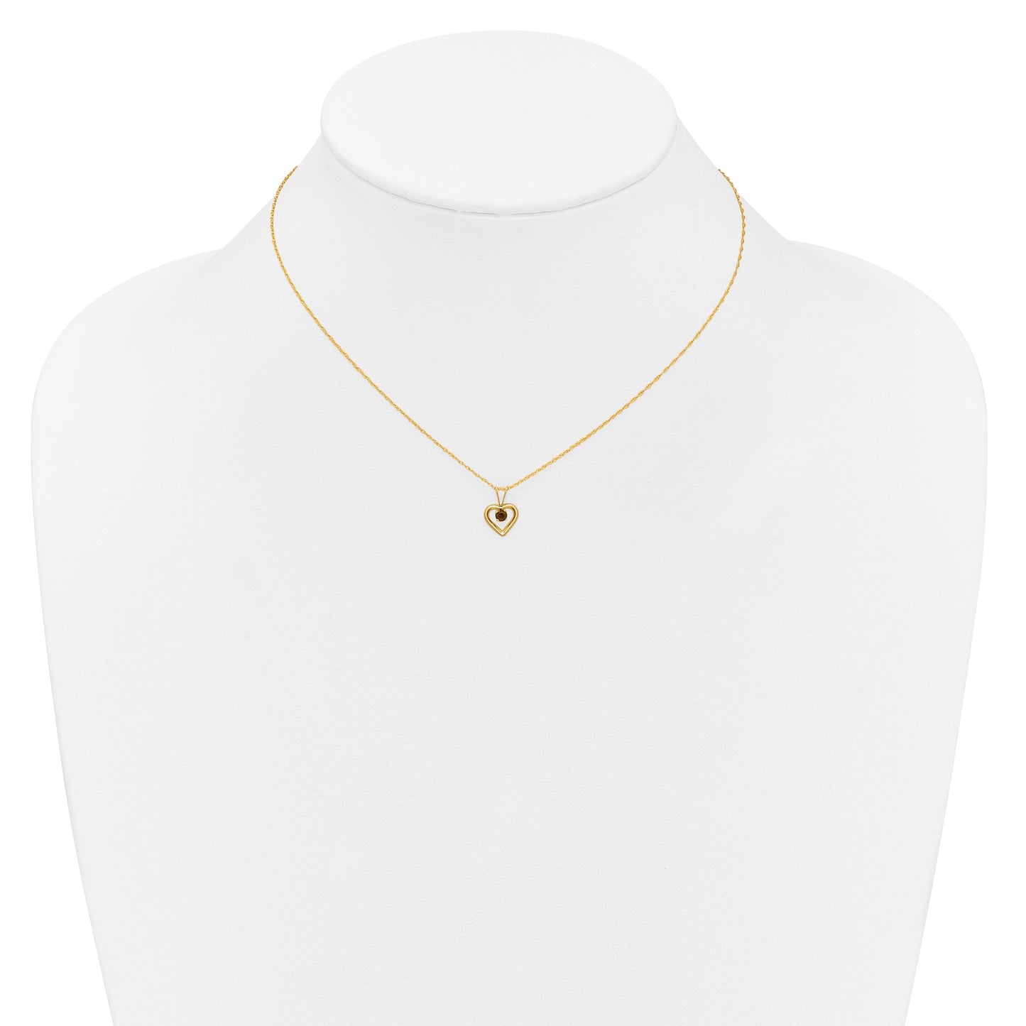 10k Yellow Gold Heart in Heart Birthstone Necklace