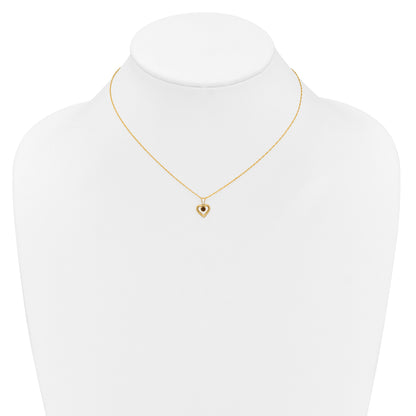 10k Yellow Gold Heart in Heart Birthstone Necklace