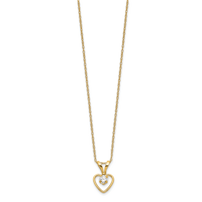 10k Yellow Gold Heart in Heart Birthstone Necklace