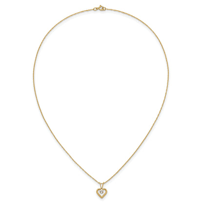 10k Yellow Gold Heart in Heart Birthstone Necklace