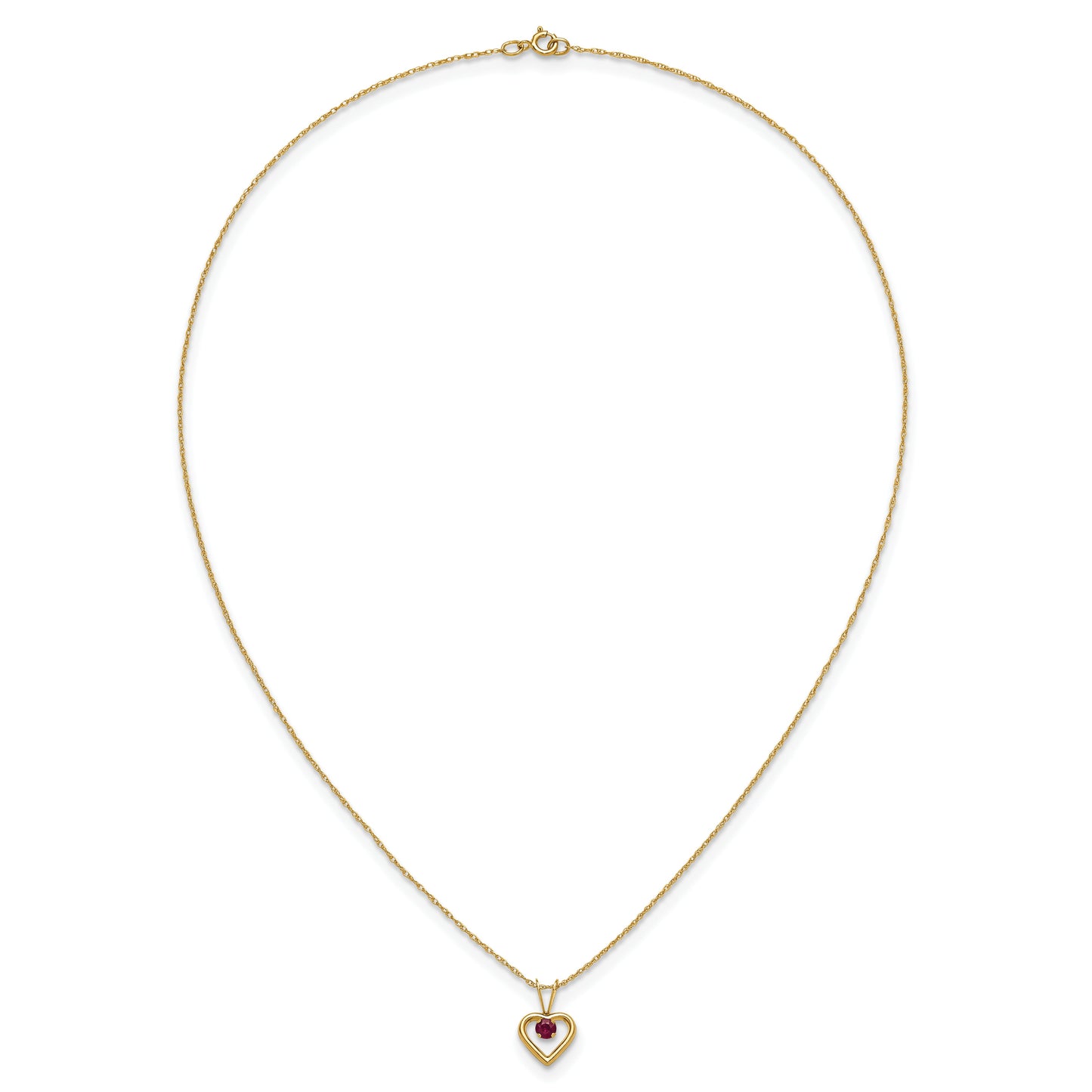 10k Yellow Gold Heart in Heart Birthstone Necklace