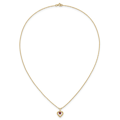 10k Yellow Gold Heart in Heart Birthstone Necklace