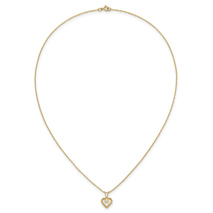 10k Yellow Gold Heart in Heart Birthstone Necklace