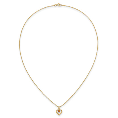 10k Yellow Gold Heart in Heart Birthstone Necklace