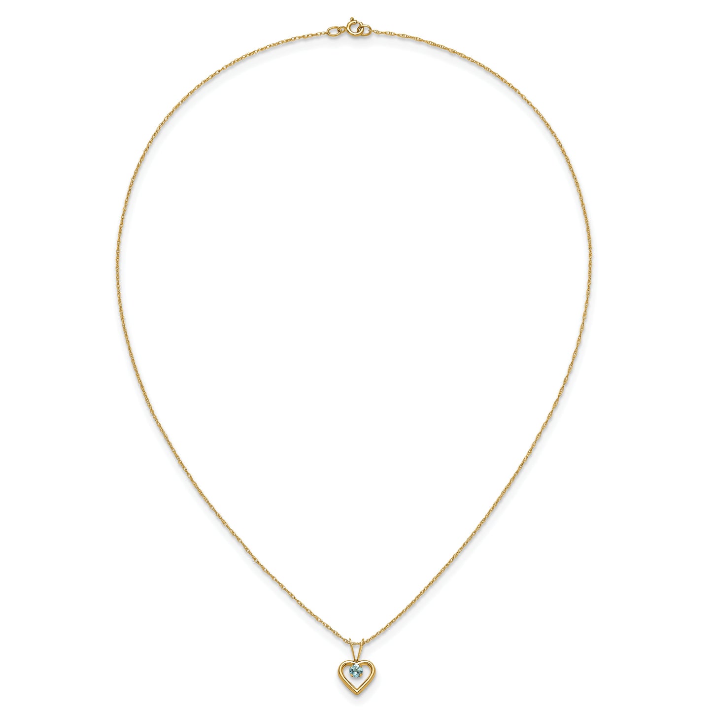 10k Yellow Gold Heart in Heart Birthstone Necklace