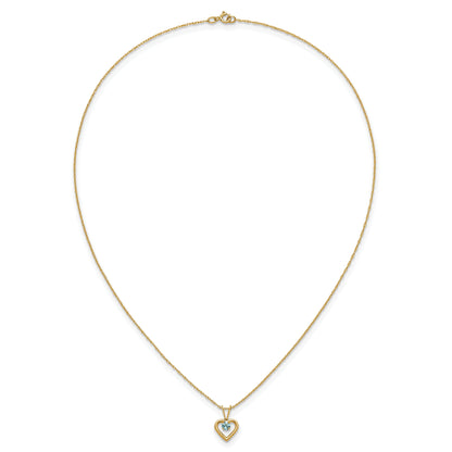 10k Yellow Gold Heart in Heart Birthstone Necklace
