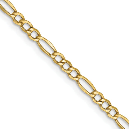 10k Semi-Solid Figaro Chain Necklace 18 inch