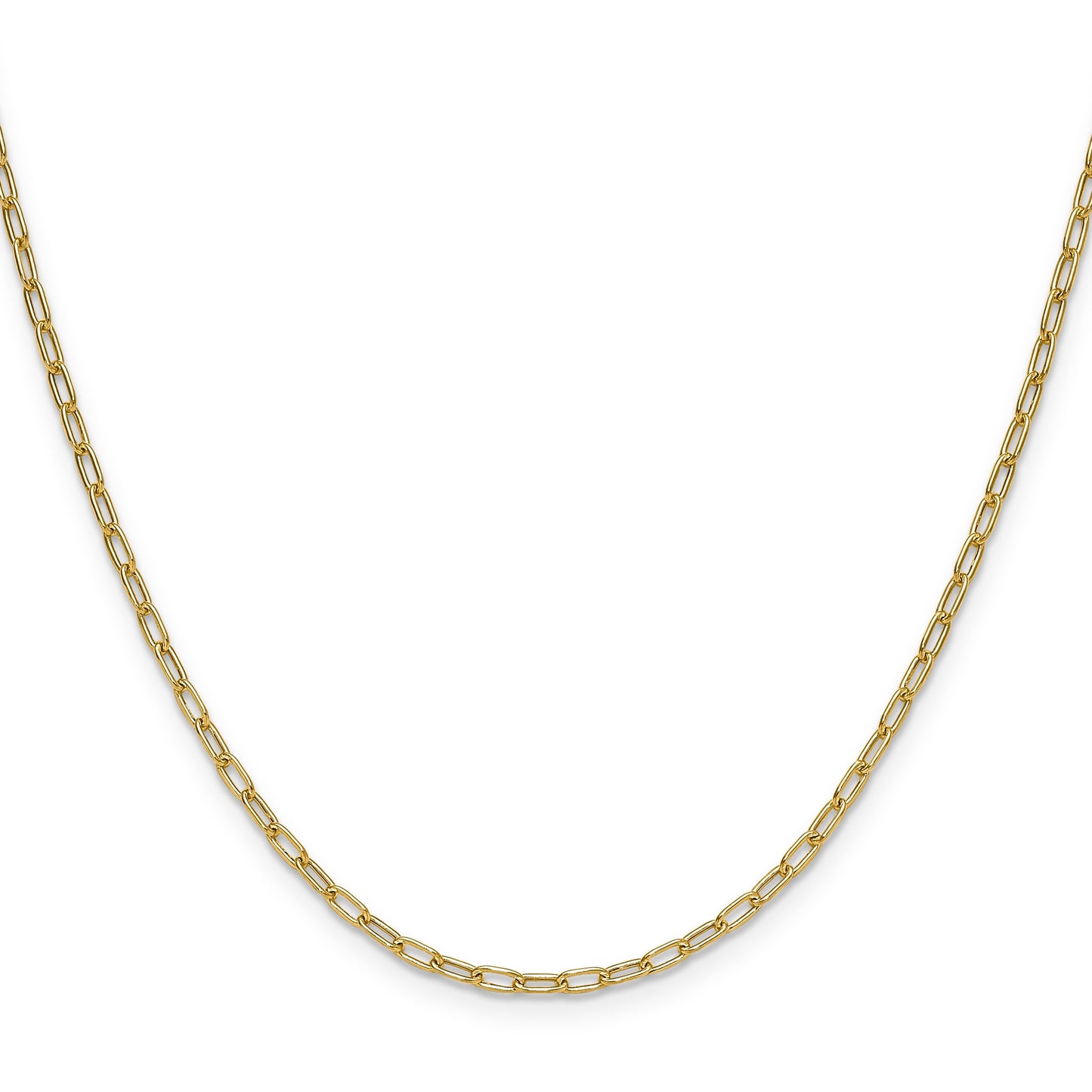 14k Yellow Gold Semi-Solid Paperclip Chain Necklace