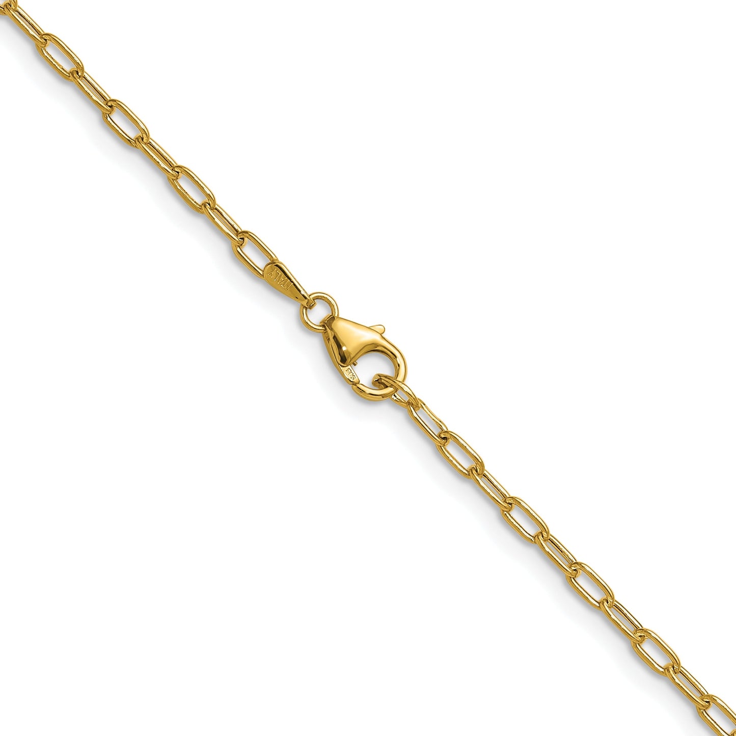 14k Yellow Gold Semi-Solid Paperclip Chain Necklace