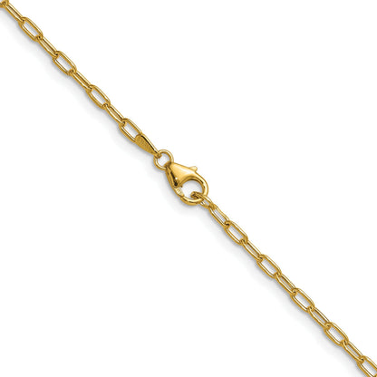 14k Yellow Gold Semi-Solid Paperclip Chain Necklace