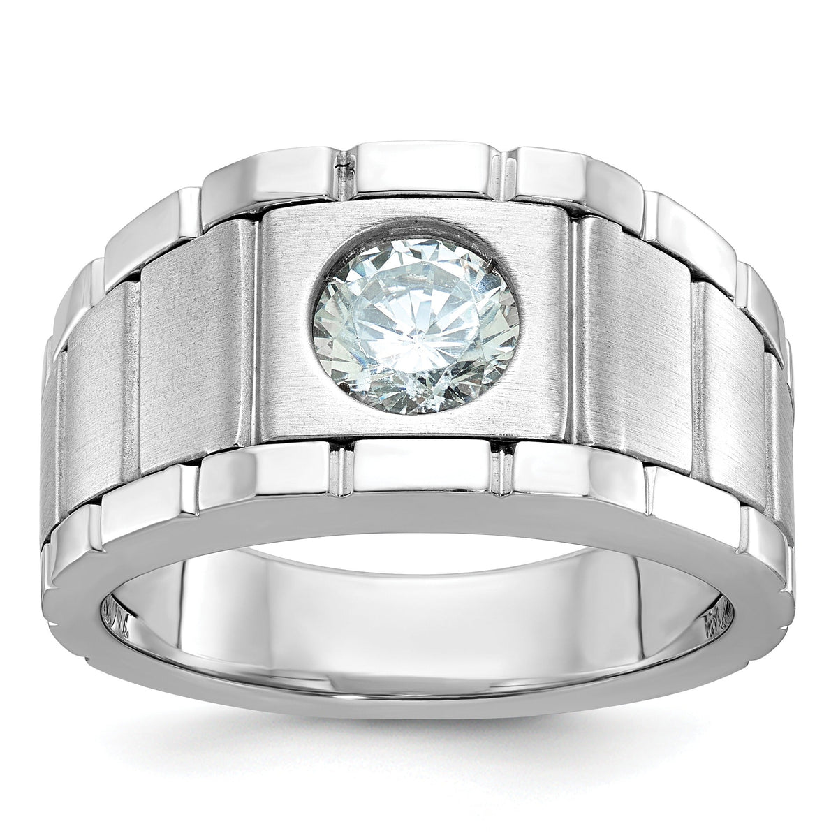 14k White Gold 1 ct Lab Grown Diamond Solitaire Engagement Band Ring