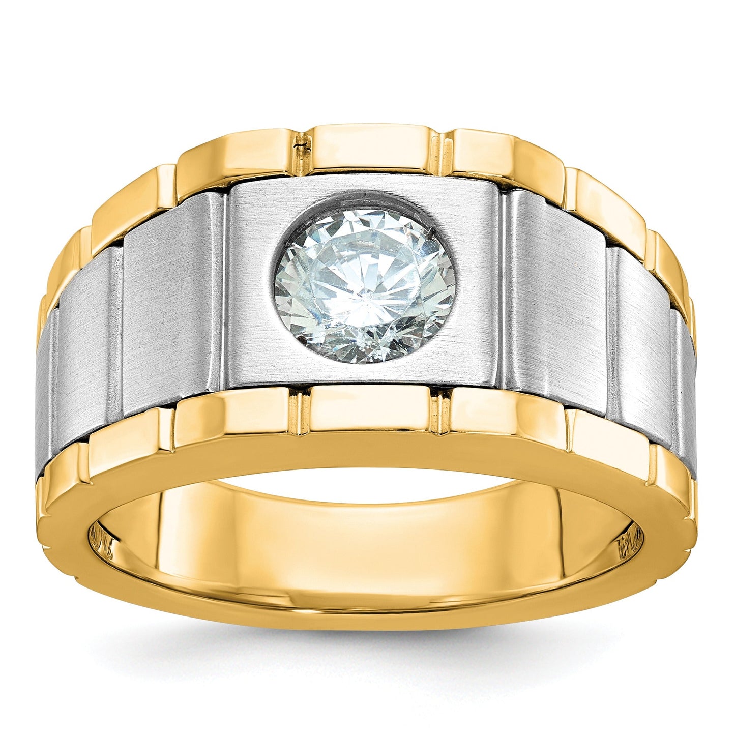 1 ct Lab Grown Diamond Men's Solitaire Ring 14K Two-Tone Gold