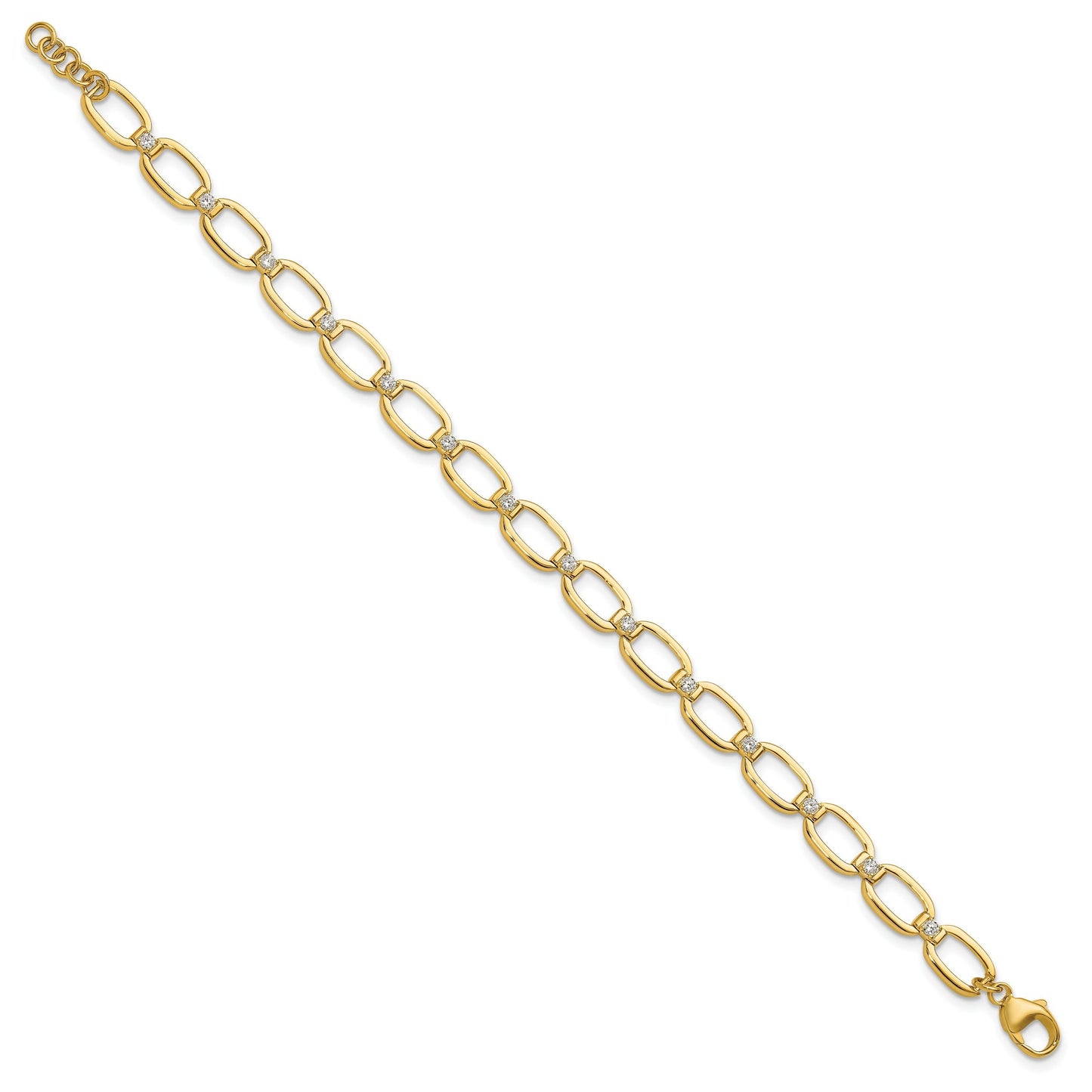14k Yellow Gold 1/2 Carat Lab Diamond Oval Link Extension Bracelet