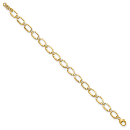14k Yellow Gold 1/2 Carat Lab Diamond Oval Link Extension Bracelet