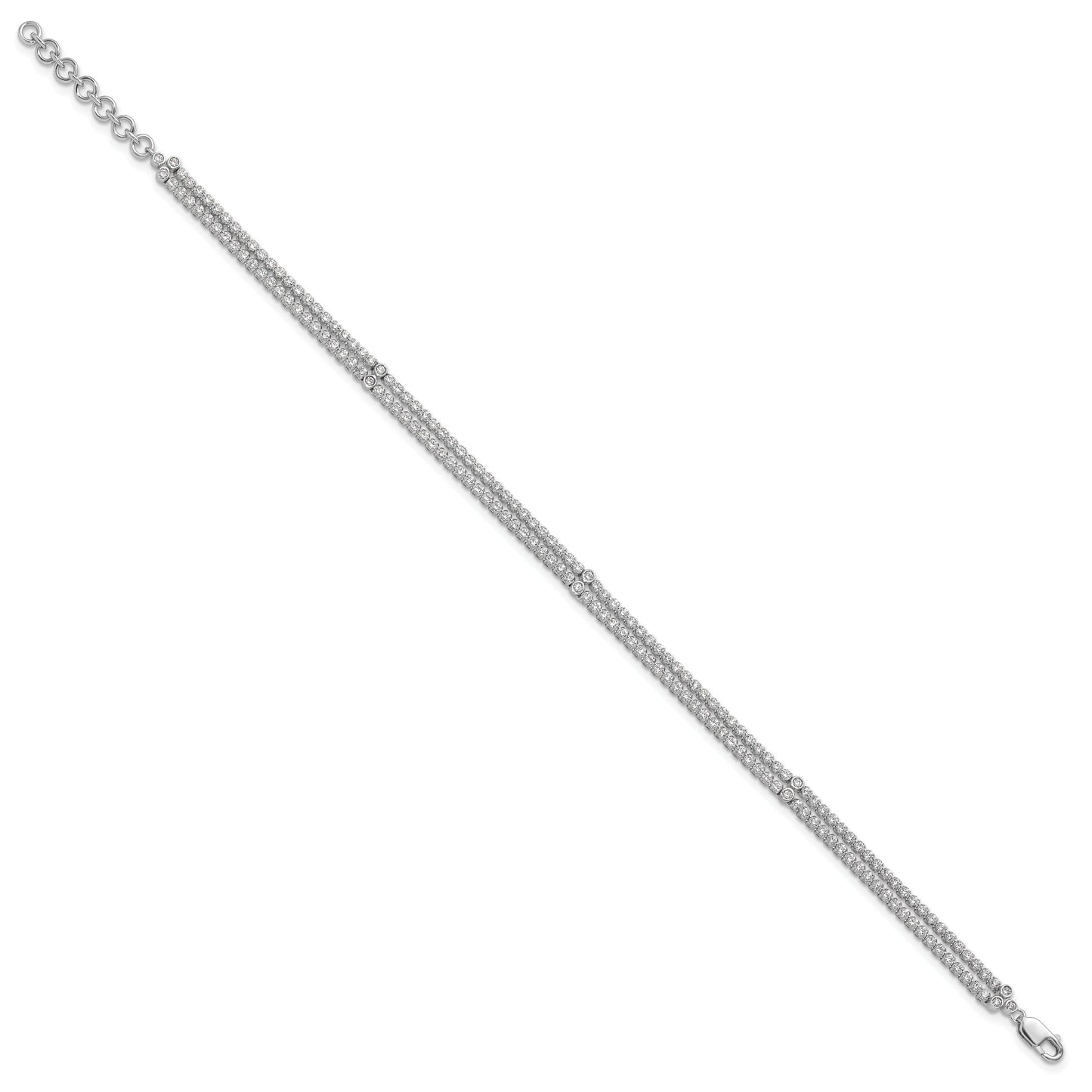 14k White Gold 2 3/4 carat Lab Grown Diamond Double Strand Extension Bracelet
