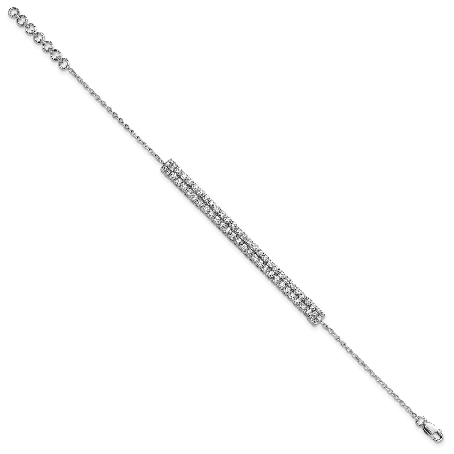14k White Gold Lab Grown Diamond Tennis Extension Bolo Bracelet