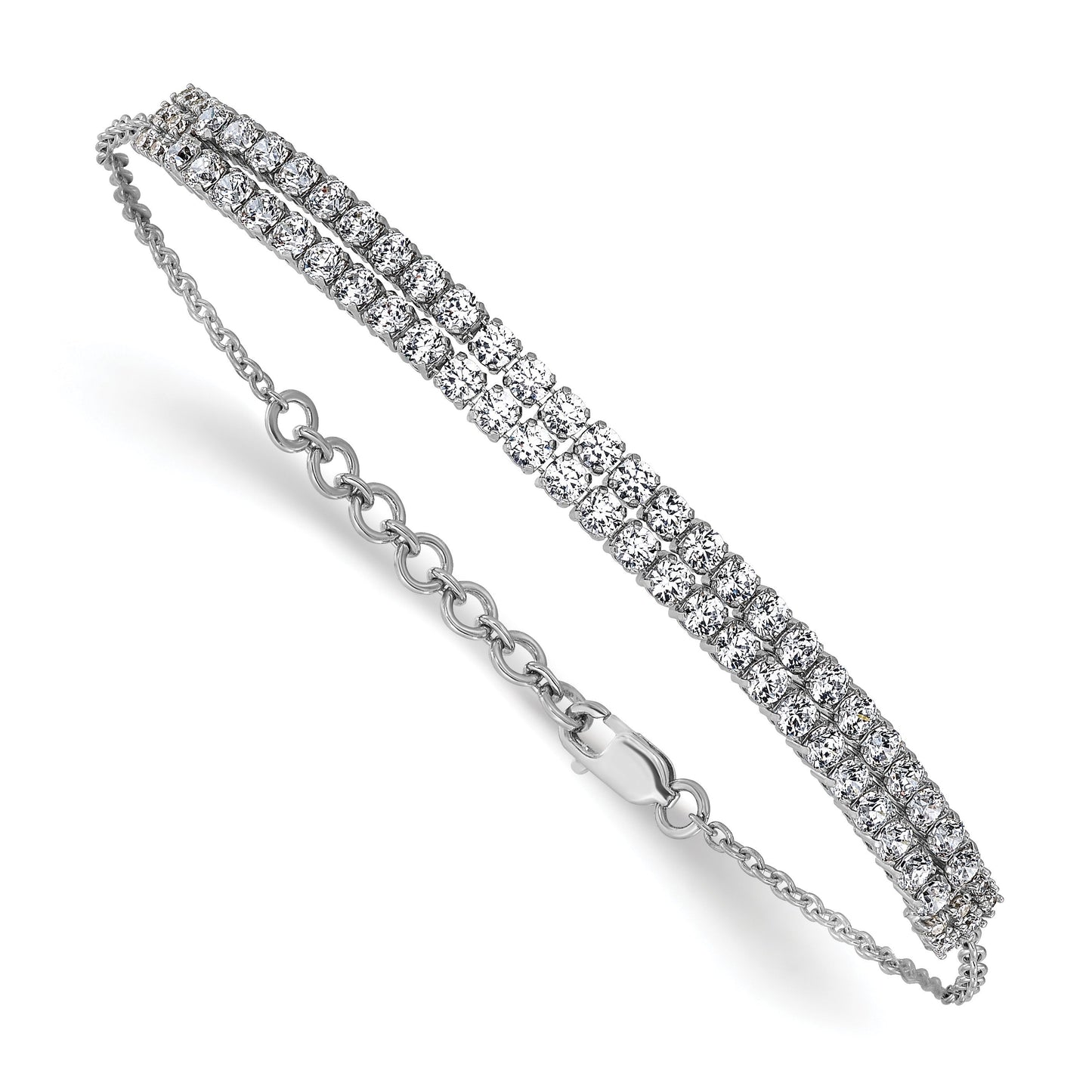14k White Gold Lab Grown Diamond Tennis Extension Bolo Bracelet
