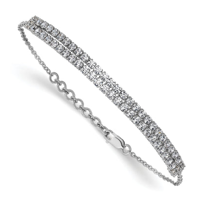 14k White Gold Lab Grown Diamond Tennis Extension Bolo Bracelet
