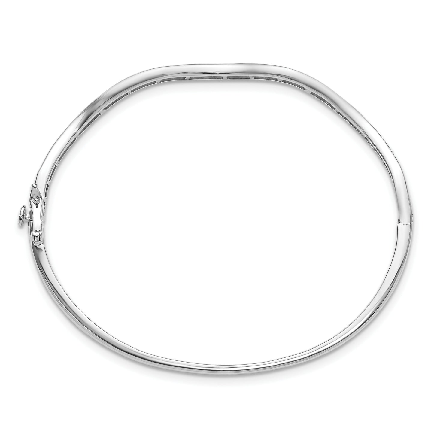 14k White Gold Lab Grown Diamond Wavy Bangle Bracelet