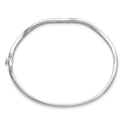 14k White Gold Lab Grown Diamond Wavy Bangle Bracelet