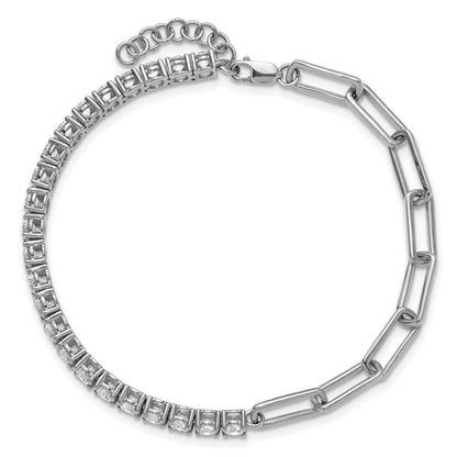 14K Gold Lab Grown Diamond Half Paperclip Fancy Link Bracelet
