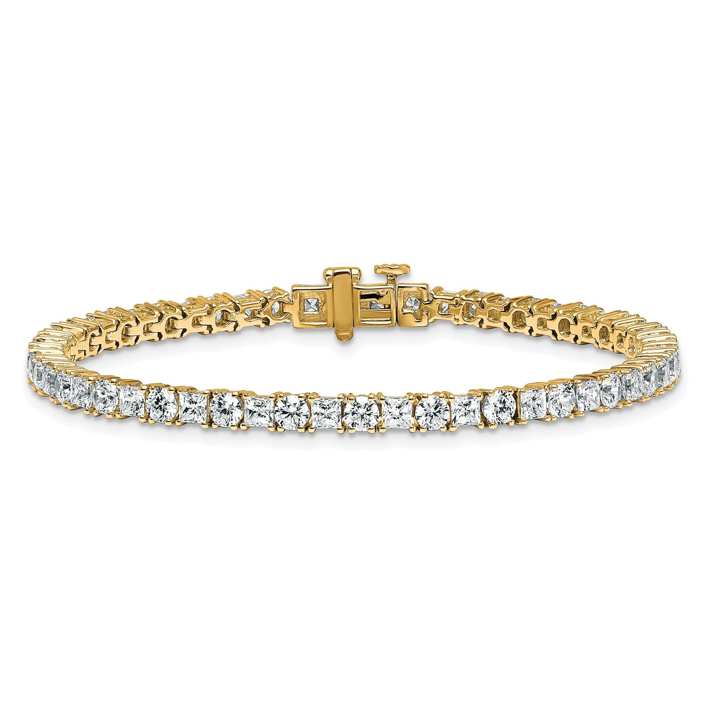14k Yellow Gold Lab Diamond Tennis Bracelet 7 Carat