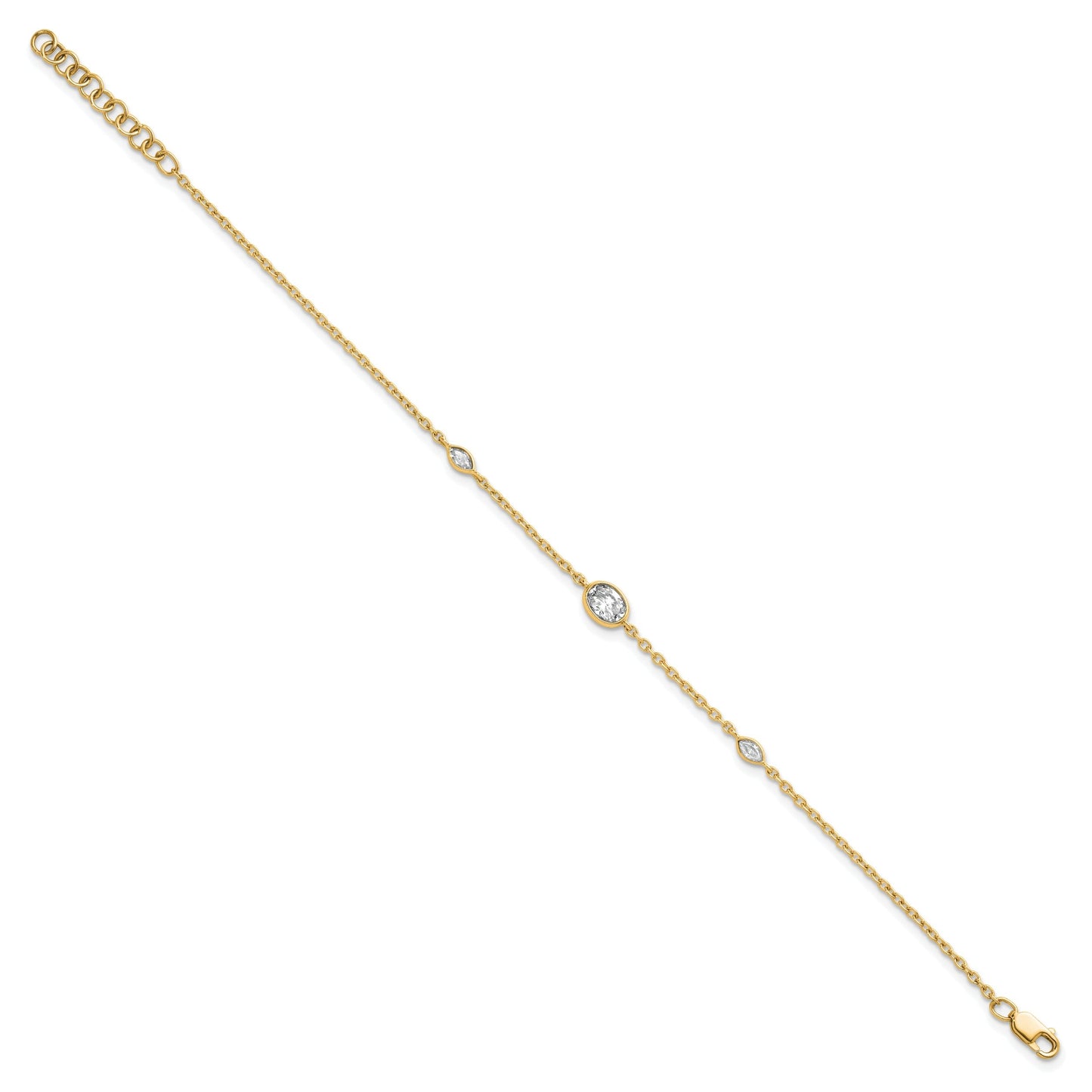 14K Yellow Gold Lab  Diamond Extension Station Bolo Bracelet