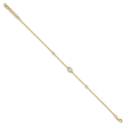 14K Yellow Gold Lab  Diamond Extension Station Bolo Bracelet