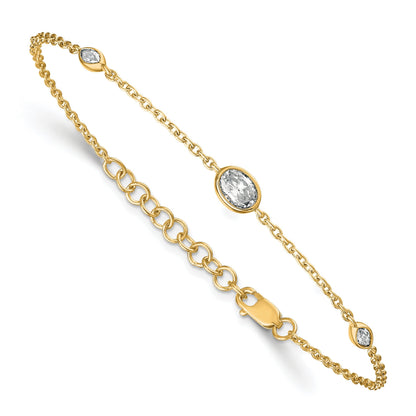 14K Yellow Gold Lab  Diamond Extension Station Bolo Bracelet