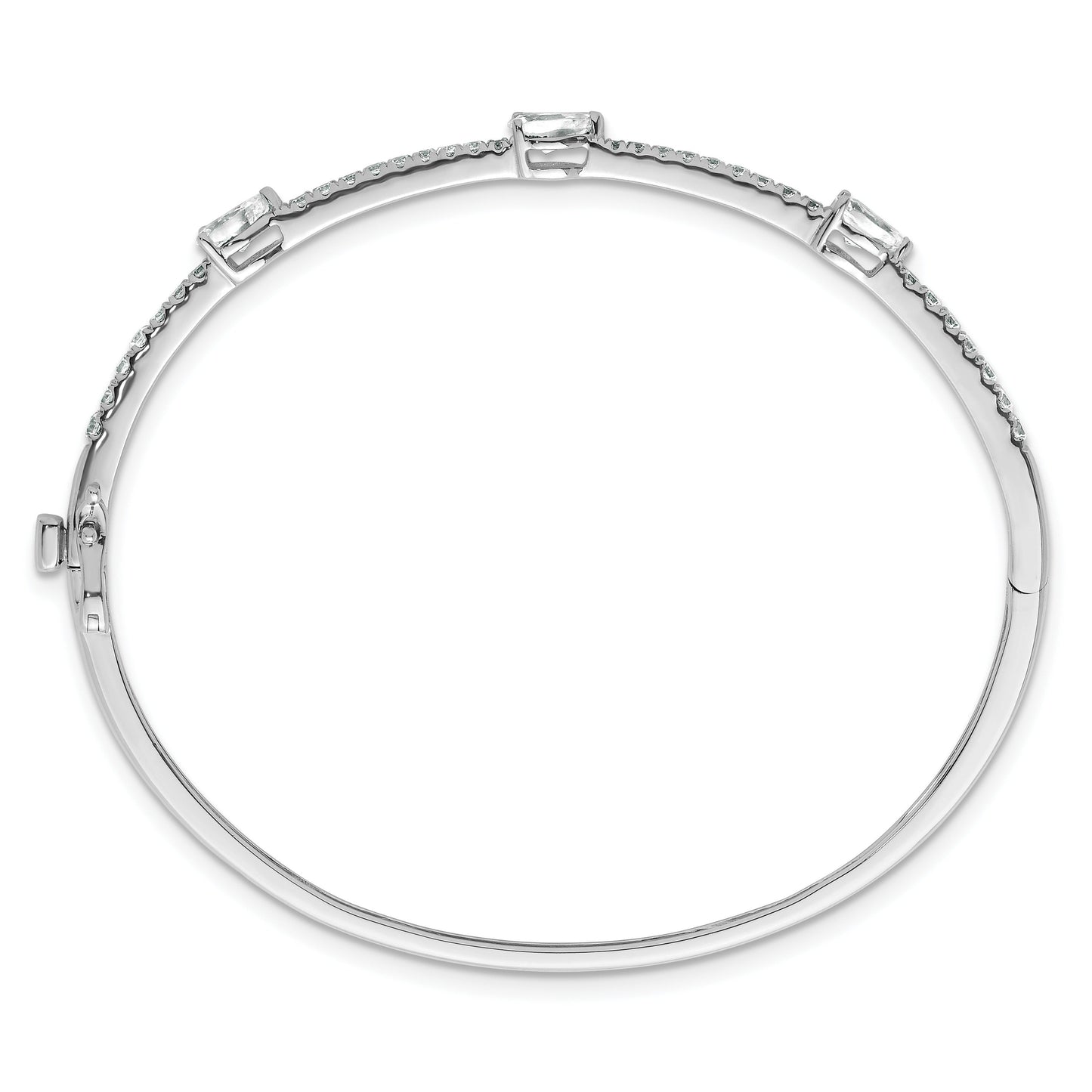 14K Gold Lab Grown Diamond Pear Hinged Bangle Bracelets