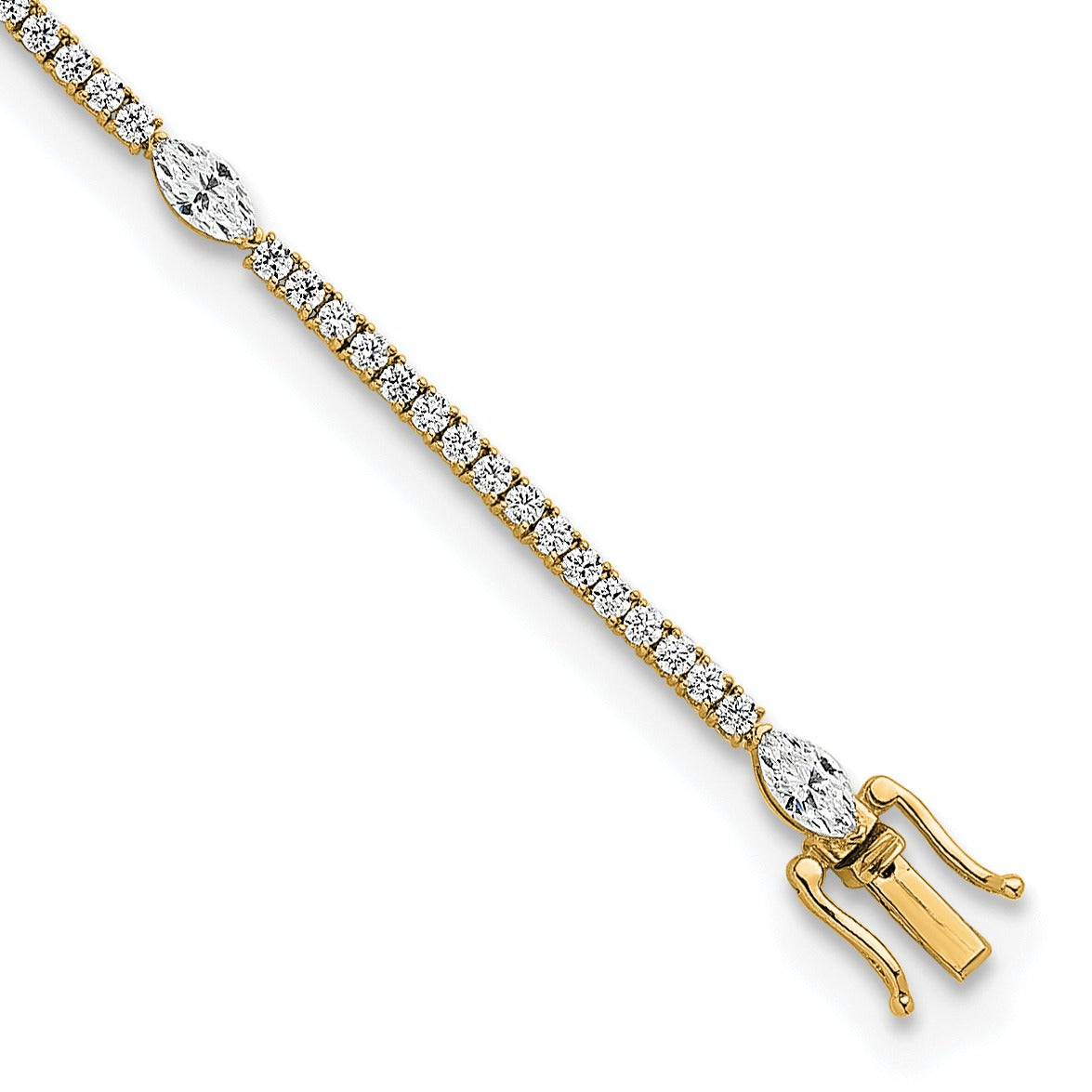 14K Gold 3 5/8 carat Lab Grown Diamond Round and Marquise Bracelets