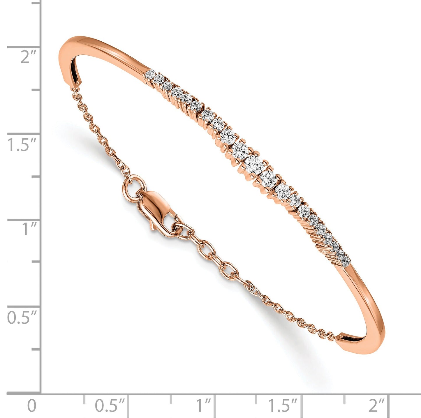 14k Gold Lab Grown Diamond Graduated Bangle Bracelet