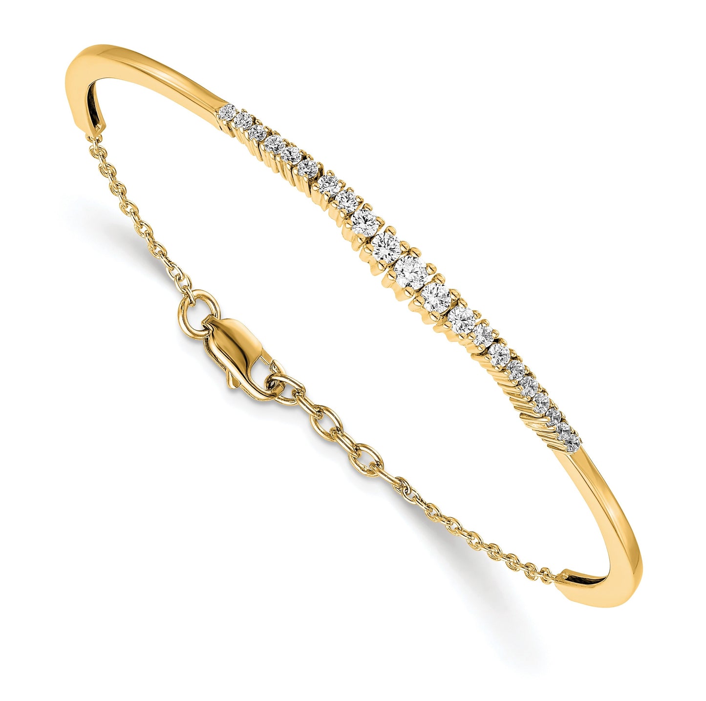 14k Gold Lab Grown Diamond Graduated Bangle Bracelet