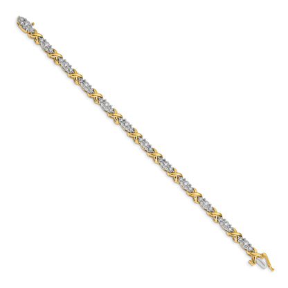 14k Two-Tone 1/2 carat Lab Grown Diamond X Fancy Bracelet