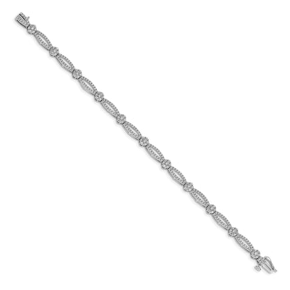 14k White Gold 2 carat Lab Grown Diamond Fancy Flower Link Bracelet