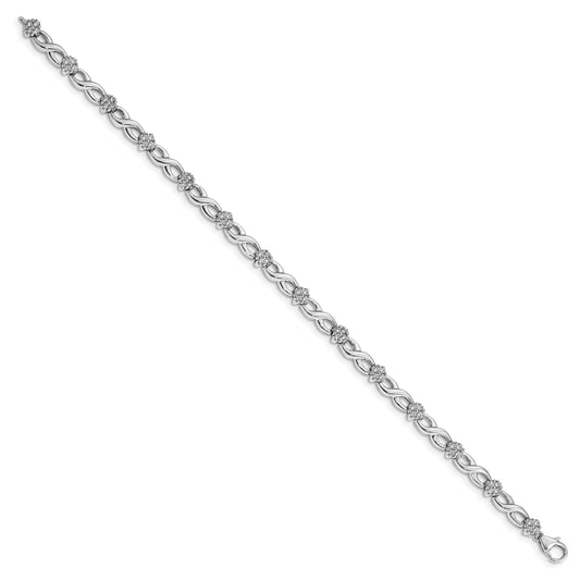 14k White Gold Lab Grown Diamond Flower Infinity Fancy Bracelet
