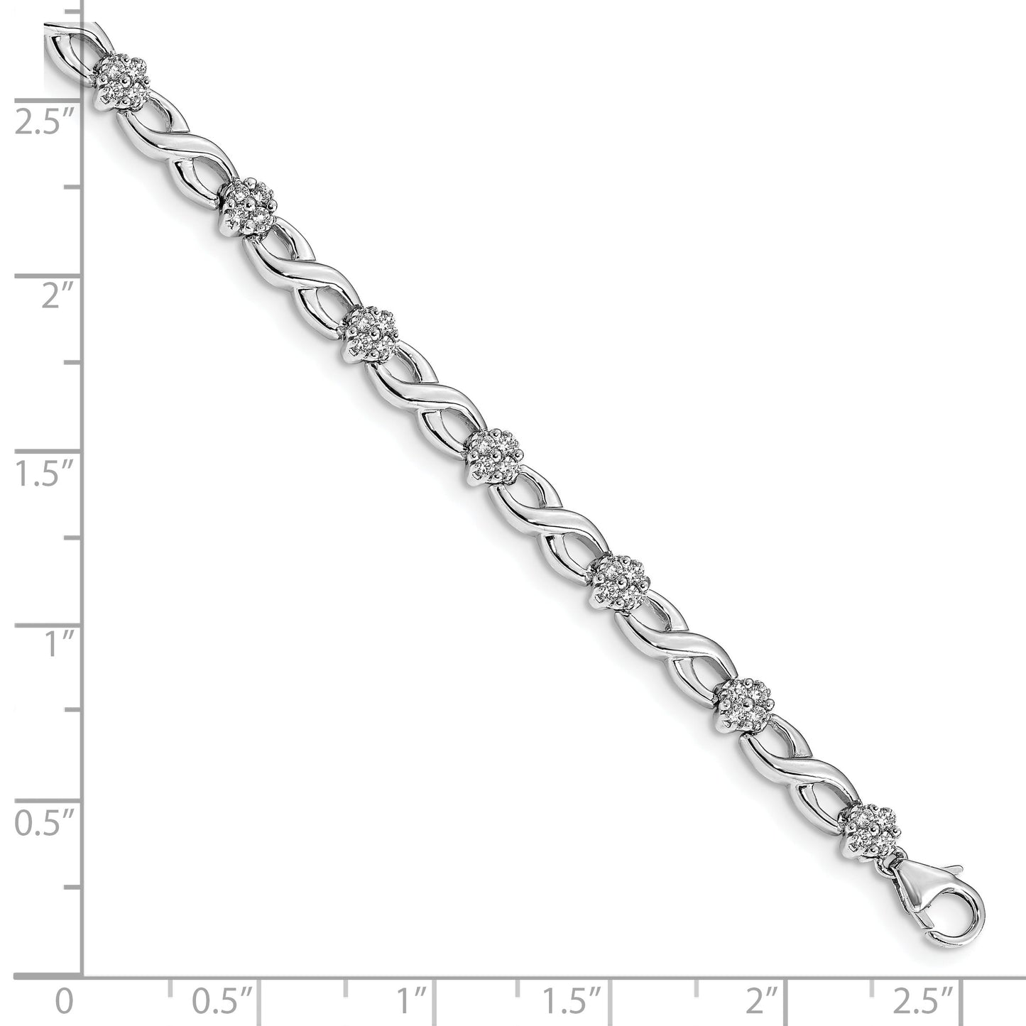 14k White Gold Lab Grown Diamond Flower Infinity Fancy Bracelet